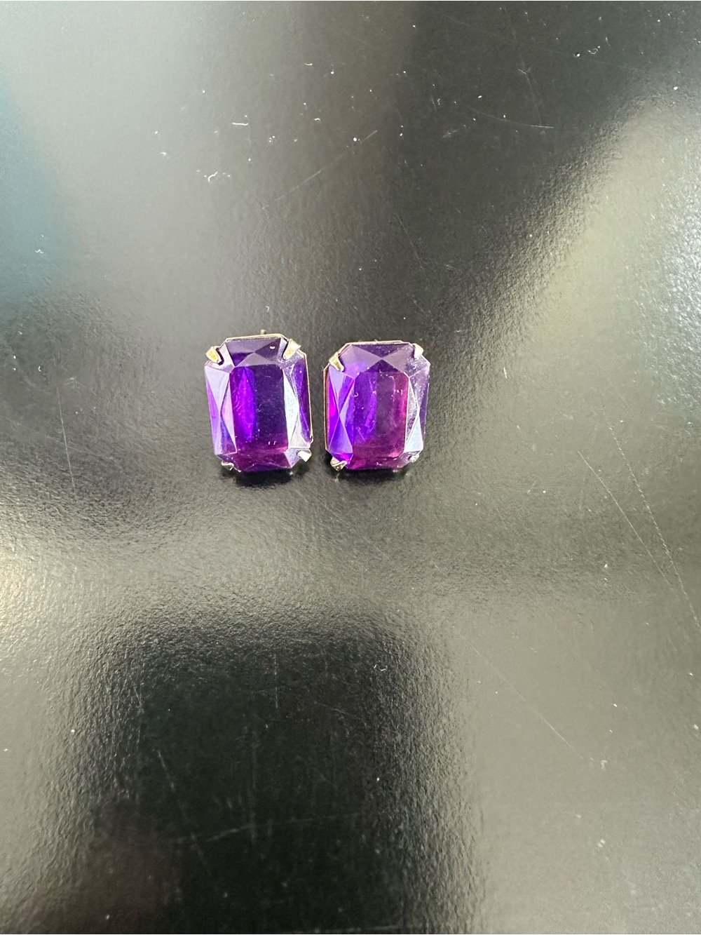 Purple Rectangular Stud Earrings - Women Jewelry